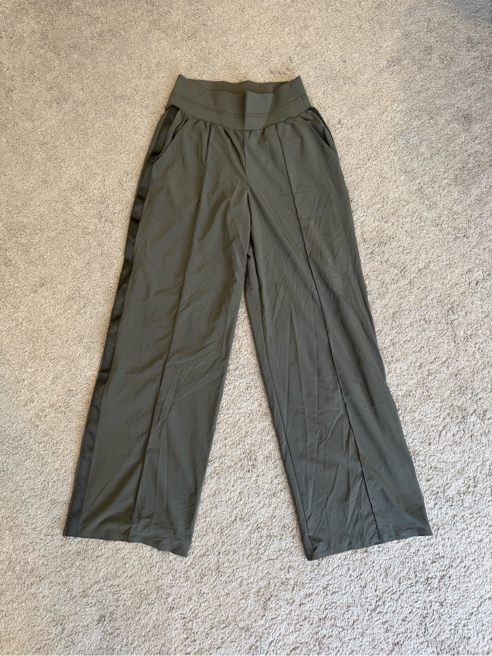 Athleta Green Wide-Leg Pants with Side Stripe